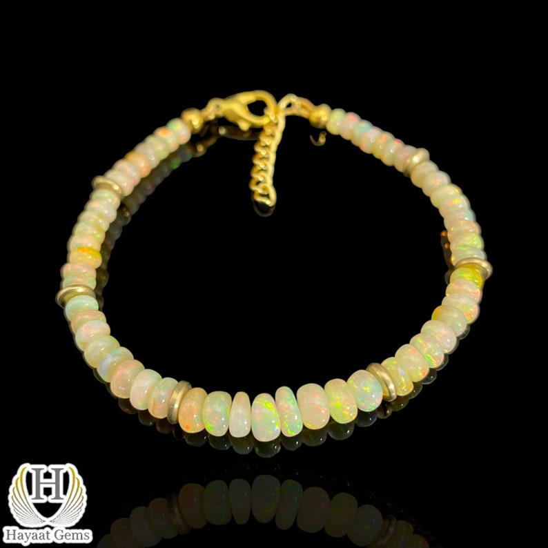 Ethiopian Opal Bracelet: 18k Gold Filled Sterling Silver Beaded Jewelry