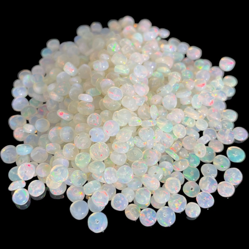 Ethiopian Opal Beads: White Rondelle Gemstone Beads for Jewelry Making
