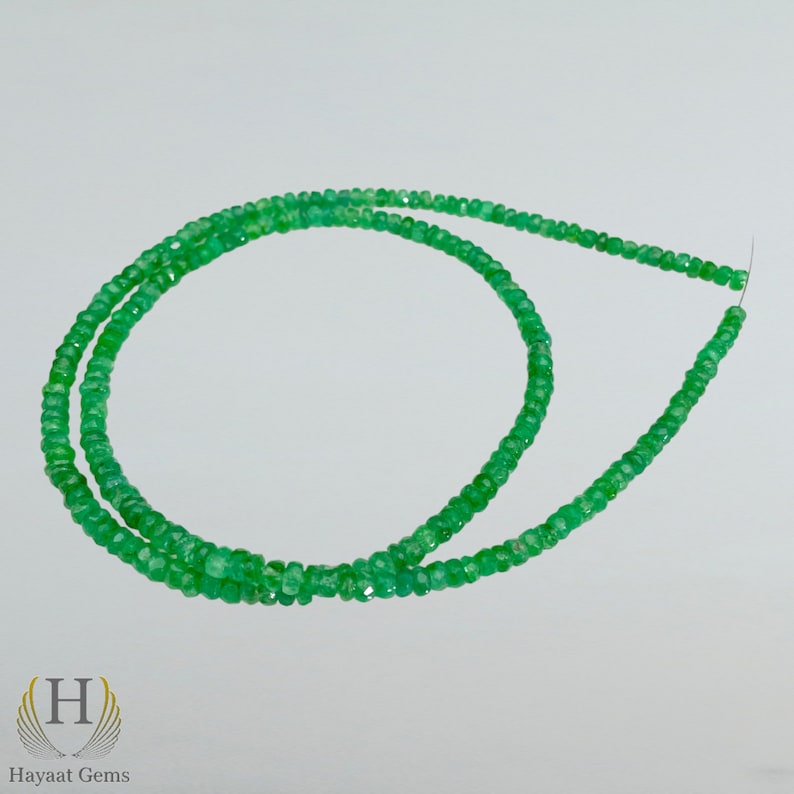 Zambian Emerald Faceted Beads Strand: Green Gemstone Jewelry Making