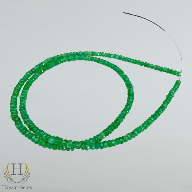 Zambian Emerald Faceted Beads Strand: Green Gemstone Jewelry Making