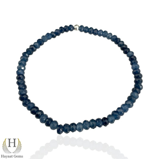 Blue Sapphire Bracelet: Faceted Gemstone Stretchy Healing Beads