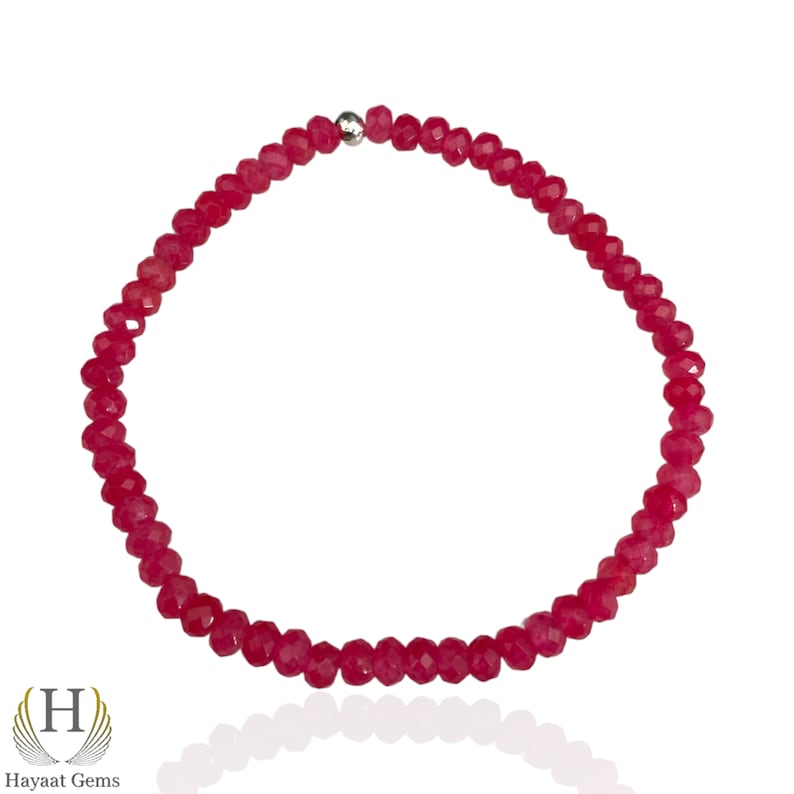 Mozambique Ruby Bracelet: Pink Faceted Gemstone Beads (4mm)
