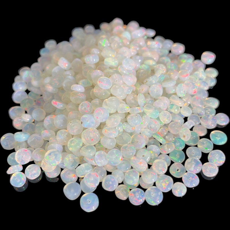 Ethiopian Opal Beads: White Rondelle Gemstone Beads for Jewelry Making