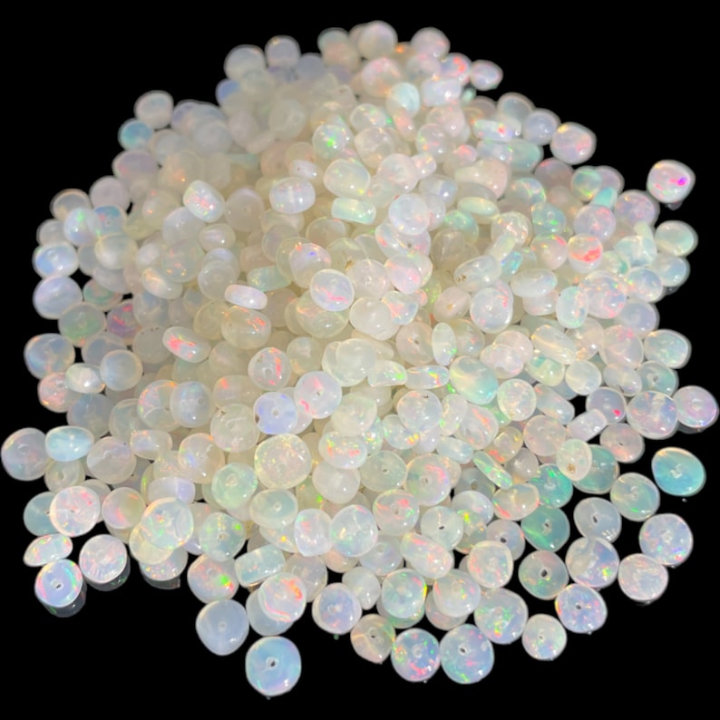 Ethiopian Opal Beads: White Rondelle Gemstone Beads for Jewelry Making