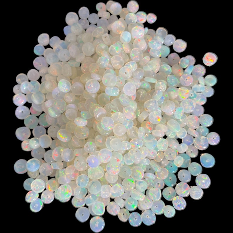 Ethiopian Opal Beads: White Rondelle Gemstone Beads for Jewelry Making