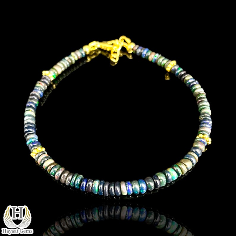 Ethiopian Black Opal Bracelet: Sterling Silver Beaded Jewelry