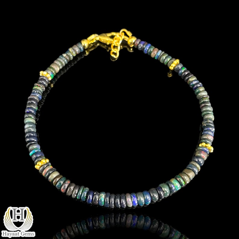 Ethiopian Black Opal Bracelet: Sterling Silver Beaded Jewelry