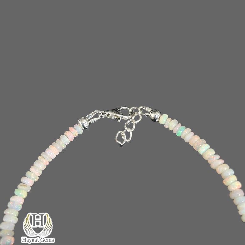 Ethiopian Opal Bracelet: Black & White Gemstone Beads, 925 Sterling Silver