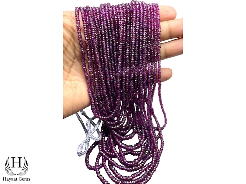 Rhodolite Garnet Beaded Necklace: 16-Line Faceted Gemstone Strand