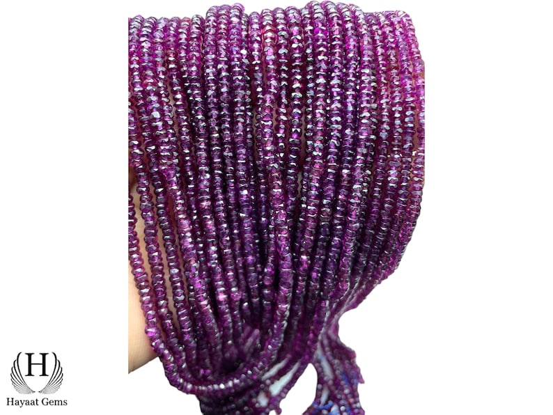 Rhodolite Garnet Beaded Necklace: 16-Line Faceted Gemstone Strand