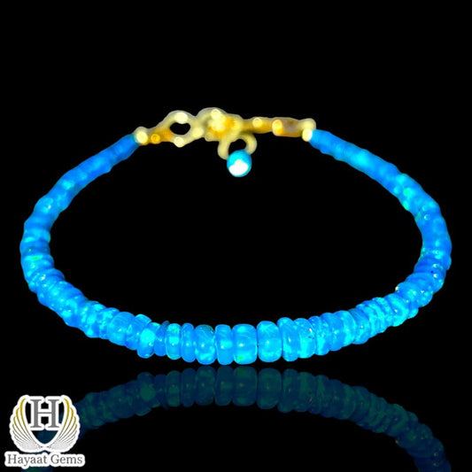 Sky Blue Opal Charm Bracelet: Sterling Silver Beaded Paraiba Opal JewelrySky Blue Opal Charm Bracelet: Sterling Silver Beaded Paraiba Opal Jewelry