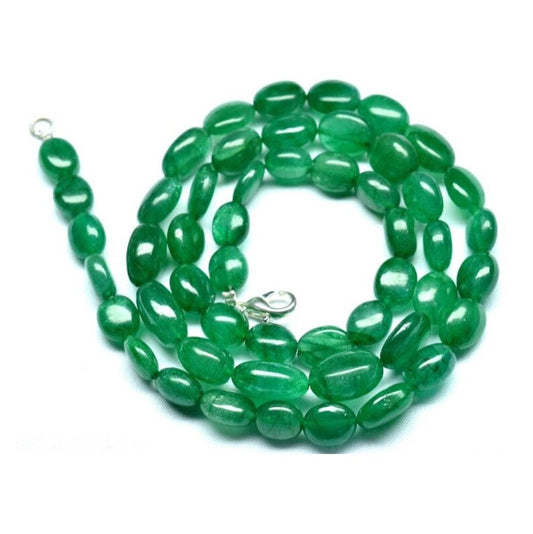 Natural Emerald Cabochon Oval Shape Plain Mani Loose Gemstones Strand, Green Emerald Gemstone Necklace