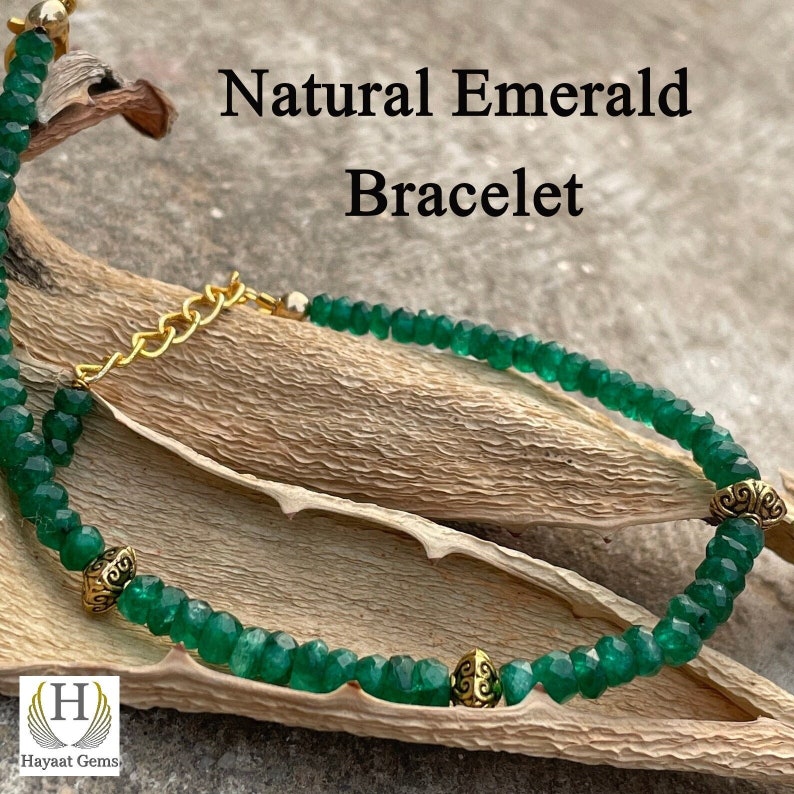 Handcrafted Natural Zambian Emerald Green Beaded Bracelet