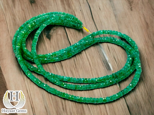 AAA Natural Emerald Rondelle Faceted Beads Strand: 5mm Zambian Green Gemstone