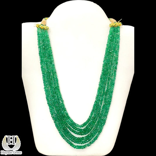Natural Zambian Emerald Necklace: 6-Line Faceted Beads