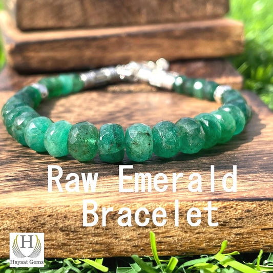 Faceted Emerald Beads Bracelet: Zambian Gemstone Jewelry, Handmade AAA Quality
