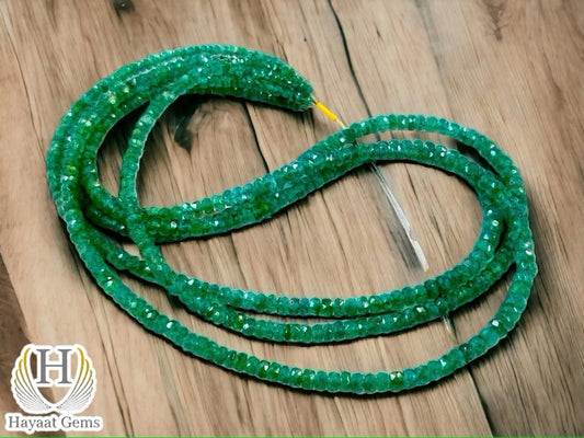 AAA Natural Emerald Rondelle Faceted Beads Strand: 5mm Zambian Green Gemstone