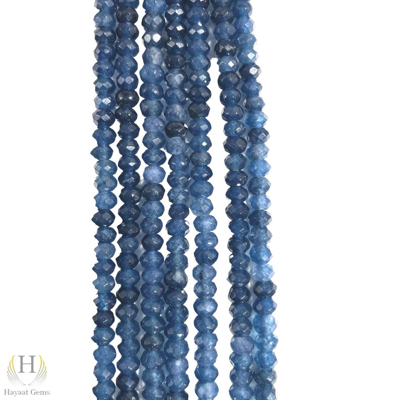 faceted Blue Sapphire 7-Line Necklace: Gold Filled Beaded Jewelry