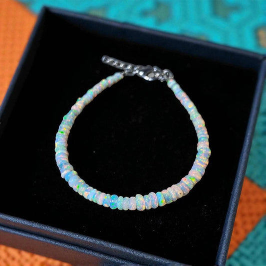 Ethiopian Opal Vermeil Bracelet: Handmade Sterling Silver Beaded Jewelry
