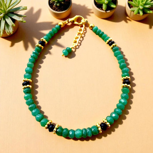 Emerald Green Gemstone Bracelet - Handmade with Zambian Emerald Beads