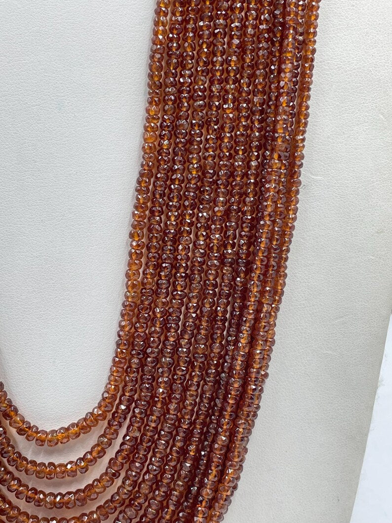 Natural Hessonite Faceted Gemstone Beads Necklace 12 Line Set
