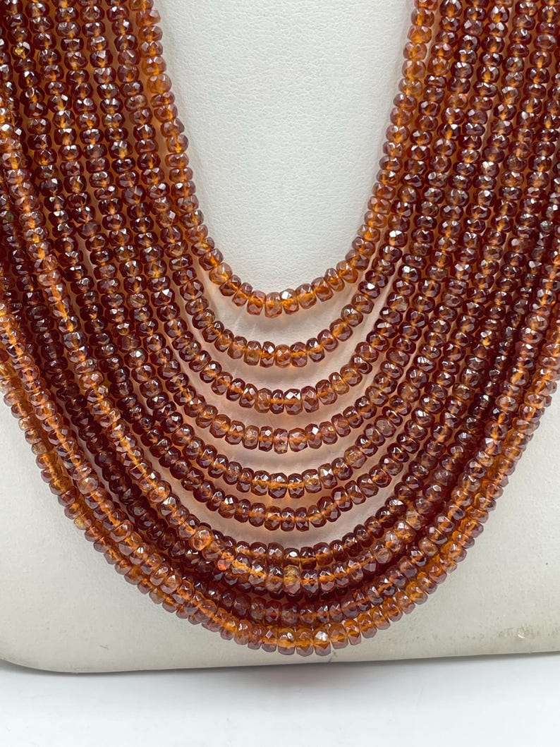 Natural Hessonite Faceted Gemstone Beads Necklace 12 Line Set
