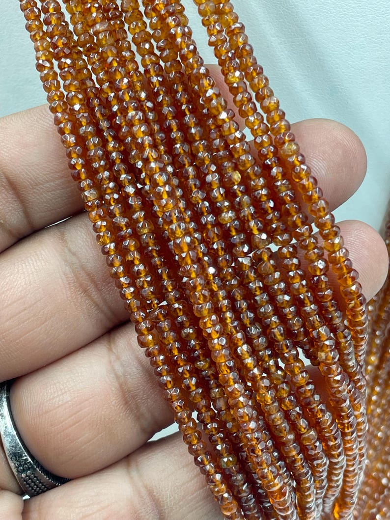 Natural Hessonite Faceted Gemstone Beads Necklace 12 Line Set