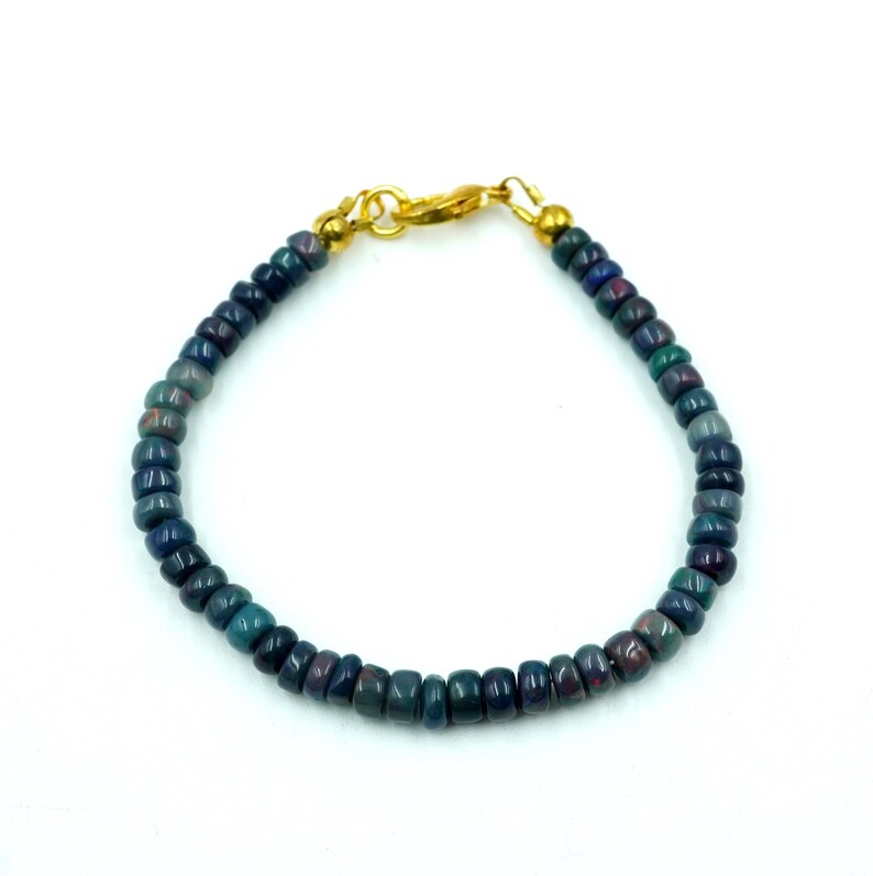 Natural Multi Fire Opal Beads Bracelet, Gold & Silver, Ethiopian Opal Gemstone Jewelry