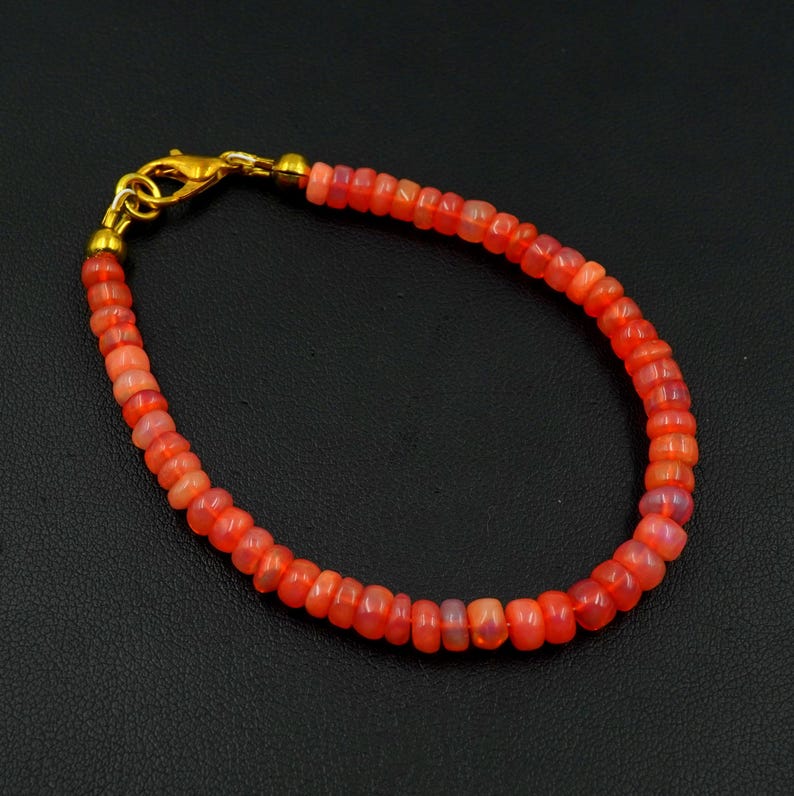 Natural Ethiopian Opal Roundel Beads , Multi Fire Opal Bracelet Gift For Her