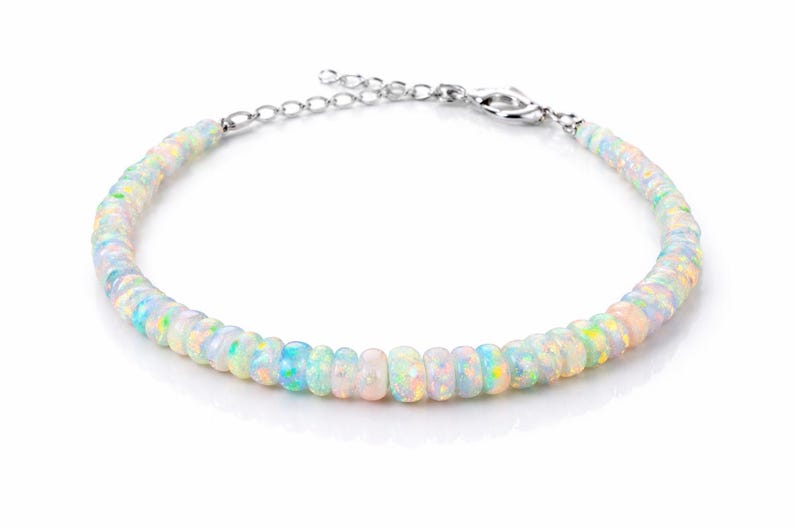 Natural Ethiopian Opal Beaded Bracelet | AAA High Fire Gemstone, October Birthstone Jewelry