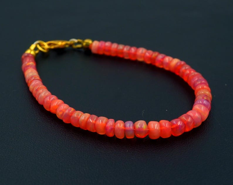 Natural Ethiopian Opal Roundel Beads , Multi Fire Opal Bracelet Gift For Her