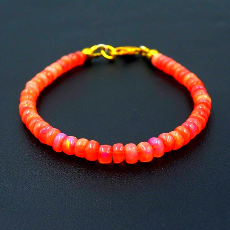 Natural Ethiopian Opal Roundel Beads , Multi Fire Opal Bracelet Gift For Her