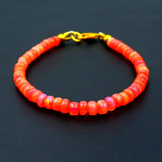 Natural Ethiopian Opal Roundel Beads , Multi Fire Opal Bracelet Gift For Her