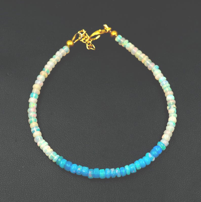Natural Ethiopian Opal Beaded Bracelet | AAA High Fire Gemstone, October Birthstone Jewelry